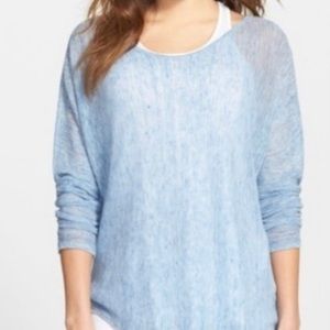 Eileen Fisher Medium Blue Organic Linen Relaxed Fit Top